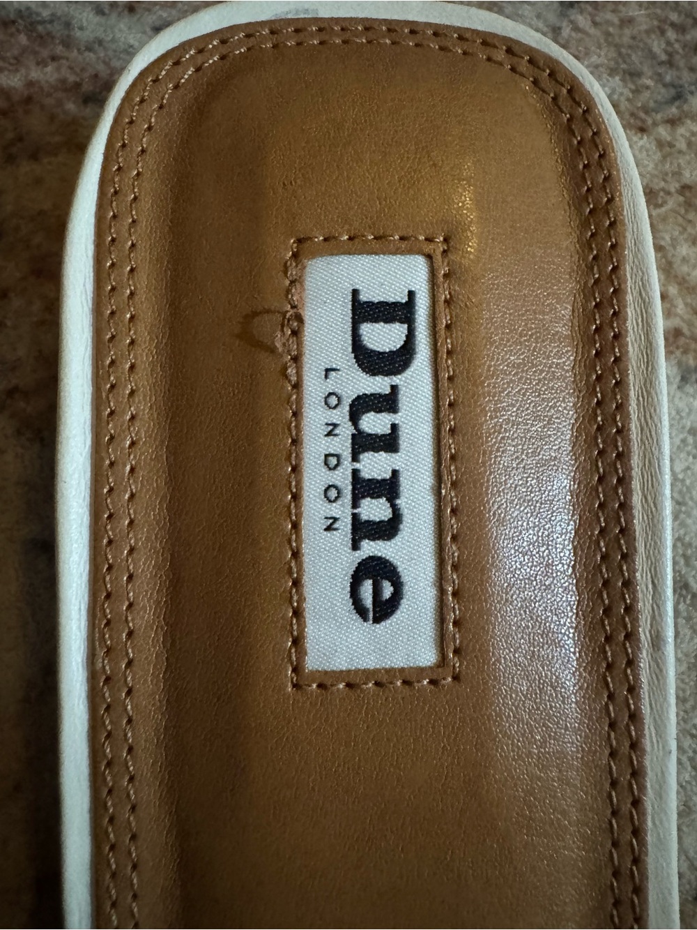 Dune London White Textured Leather Slide Mules - Picture 2 of 6